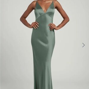 Jenny Yoo Eloise Luxe Satin Dress Size 12 in Eucalyptus